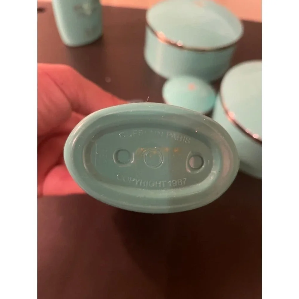 Vintage Shalimar Guerlain 6 Piece Set Turquoise 1980s